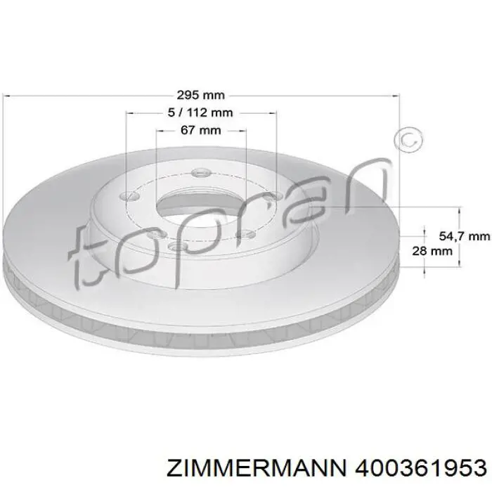 Тормоз дисковый передний Zimmermann 400361953 цена, от 65.49 USD