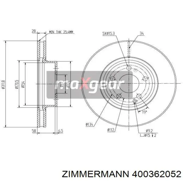 400362052 Zimmermann Диск тормозной передний