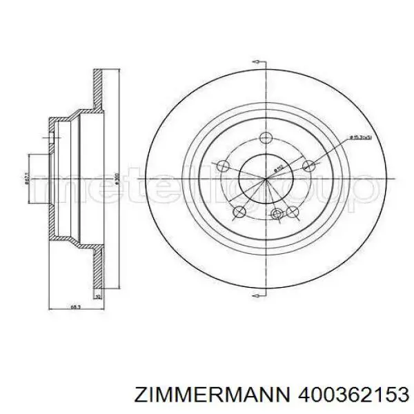 Задний дисковый тормоз Zimmermann 400362153