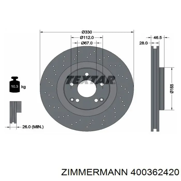Купить 400362420 Zimmermann Ротор тормозной