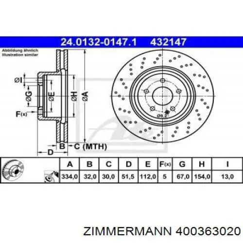 Купить 400363020 Zimmermann Ротор тормозной