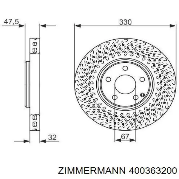 400363200 Zimmermann диск тормозной передний