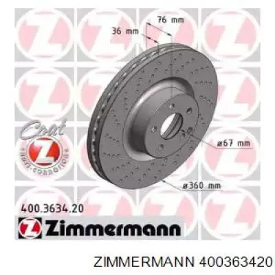 Передние тормозные диски 400363420 Zimmermann