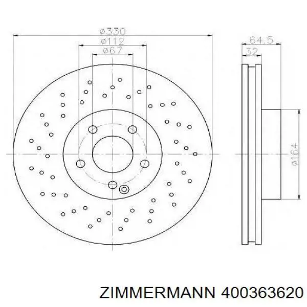 400363620 Zimmermann Диск тормозной передний