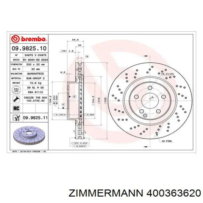 Купить 400363620 Zimmermann Ротор тормозной