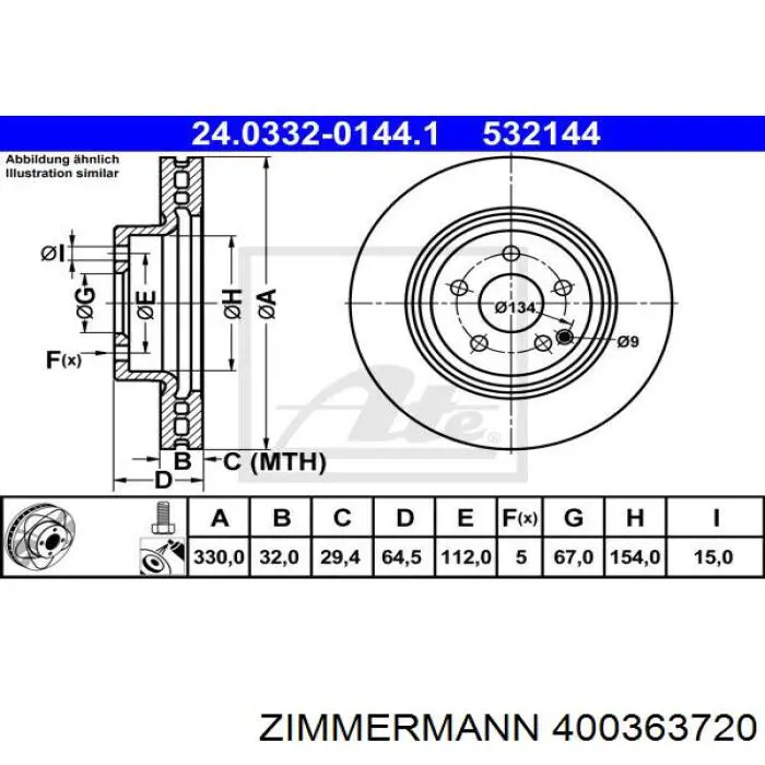 Купить 400363720 Zimmermann Ротор тормозной