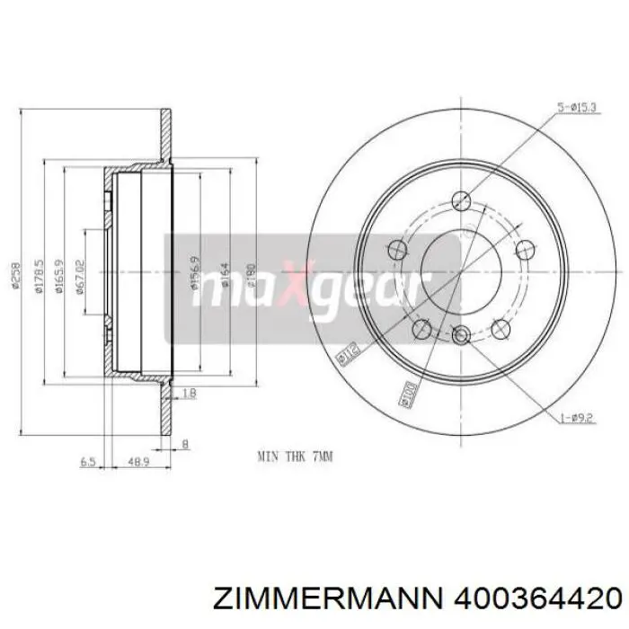 400364420 Zimmermann Дисковый тормоз