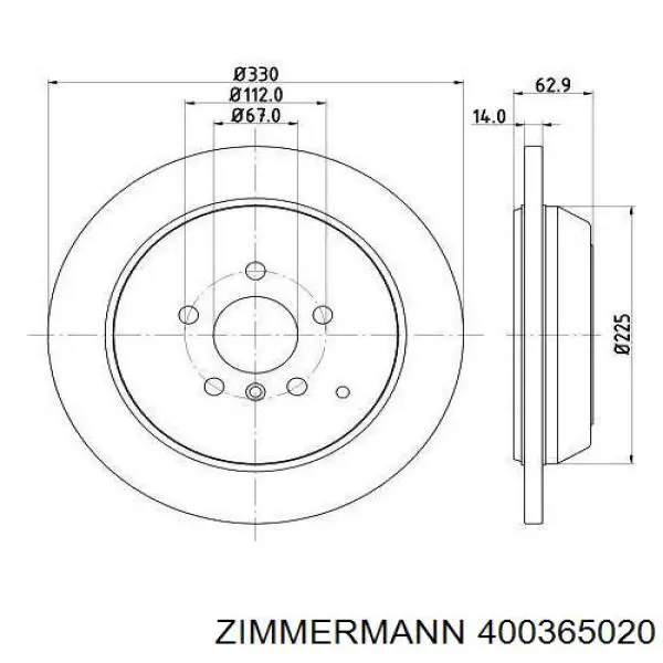 Задний дисковый тормоз Zimmermann 400365020