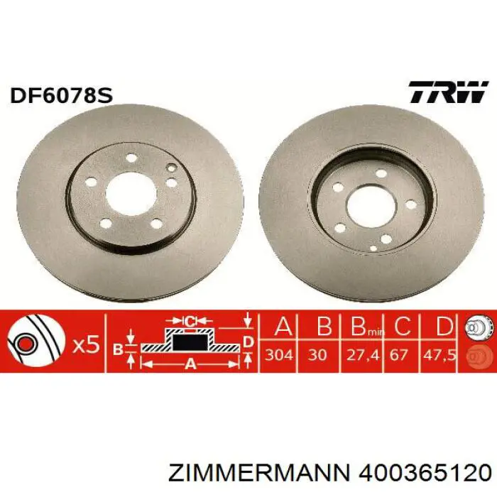 Купить 400365120 Zimmermann Ротор тормозной