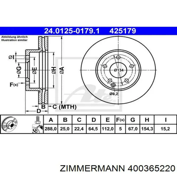 Купить 400365220 Zimmermann Ротор тормозной