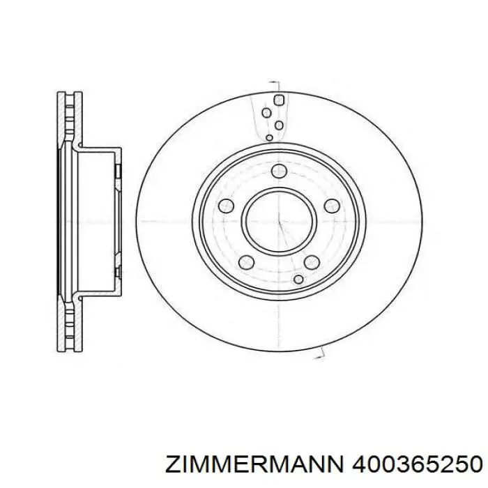 400365250 Zimmermann Диск тормозной передний