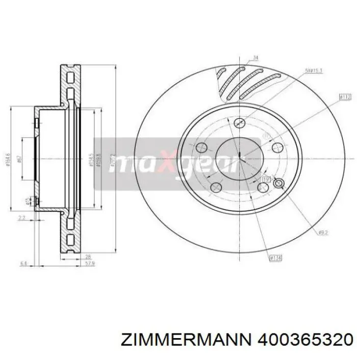 Тормоз дисковый передний Zimmermann 400365320 цена, от 64.20 USD