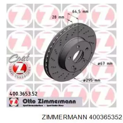 Передний тормозной диск Zimmermann 400365352