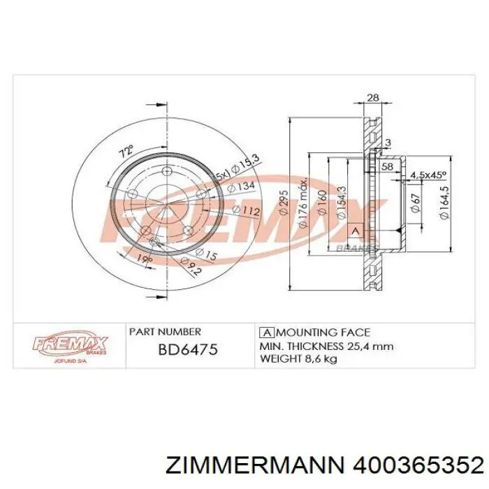 Купить 400365352 Zimmermann Ротор тормозной