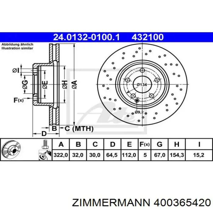 Купить 400365420 Zimmermann Ротор тормозной