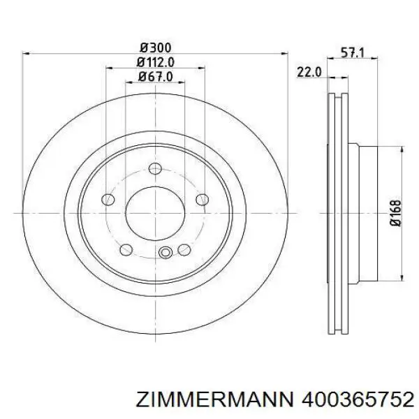 Купить 400365752 Zimmermann Диск тормозной задний