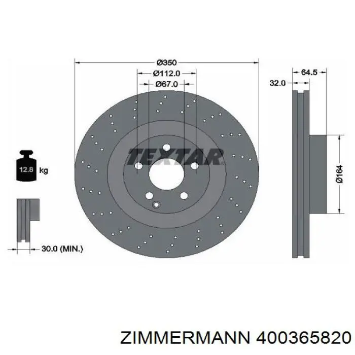 Передние тормозные диски 400365820 Zimmermann