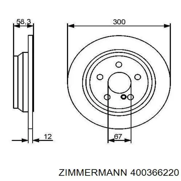 400366220 Zimmermann Дисковый тормоз