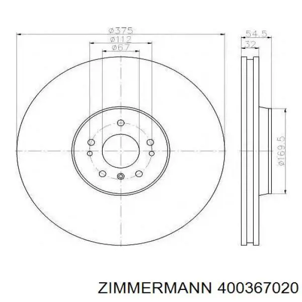 Тормоз дисковый передний Zimmermann 400367020 цена, от 125.14 USD
