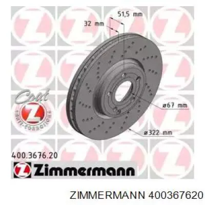 Передние тормозные диски 400367620 Zimmermann