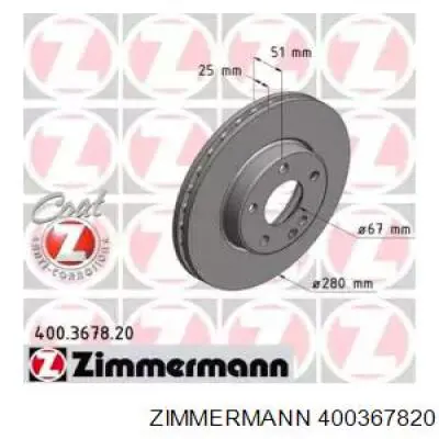 Передние тормозные диски 400367820 Zimmermann