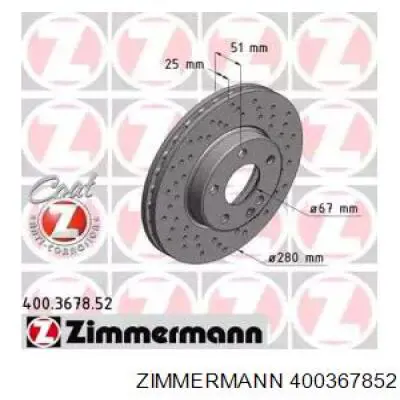 Передние тормозные диски 400367852 Zimmermann