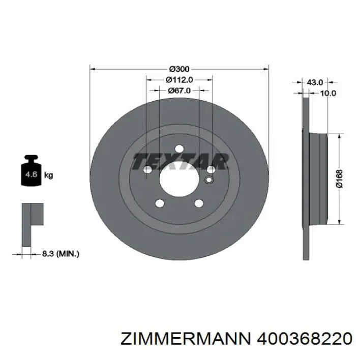 Задний дисковый тормоз Zimmermann 400368220