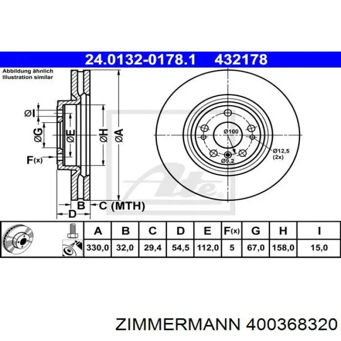 Купить 400368320 Zimmermann Ротор тормозной
