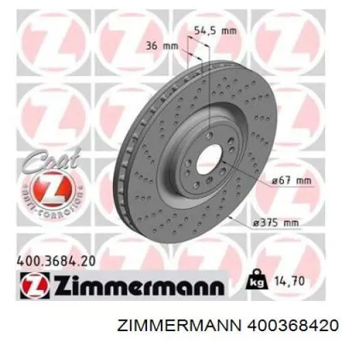 Купить 400368420 Zimmermann Ротор тормозной
