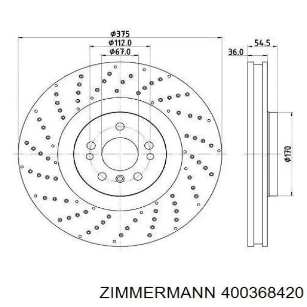 Передний тормозной диск Zimmermann 400368420