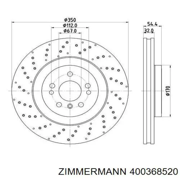 Передние тормозные диски 400368520 Zimmermann