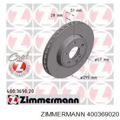 Передние тормозные диски 400369020 Zimmermann