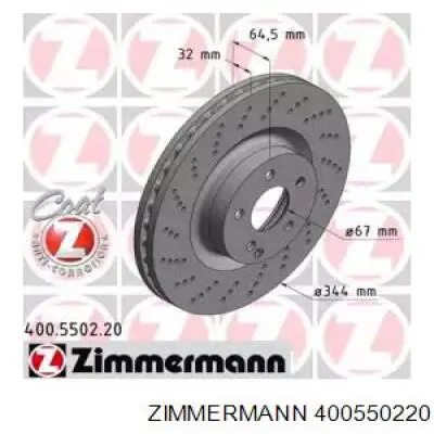 Тормоз дисковый передний Zimmermann 400550220 цена, от 141.21 USD