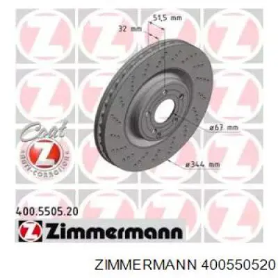 Тормоз дисковый передний Zimmermann 400550520 цена, от 116.04 USD