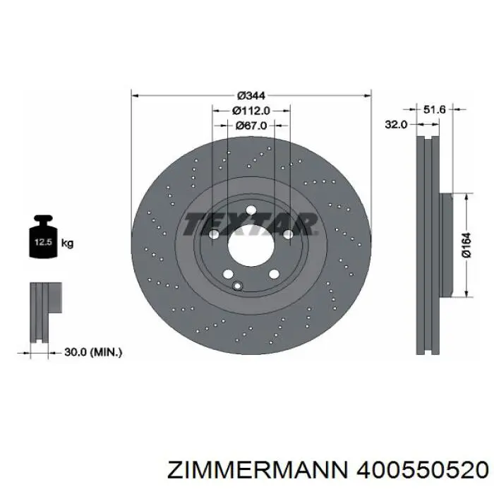 Купить 400550520 Zimmermann Ротор тормозной