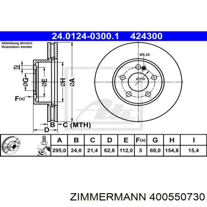 Купить 400550730 Zimmermann Ротор тормозной