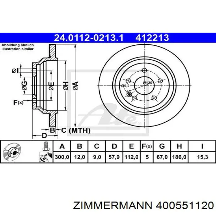 Задний тормозной диск Zimmermann 400551120 цена, от 54.24 USD