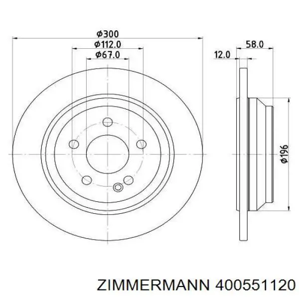 Купить 400551120 Zimmermann Диск тормозной задний