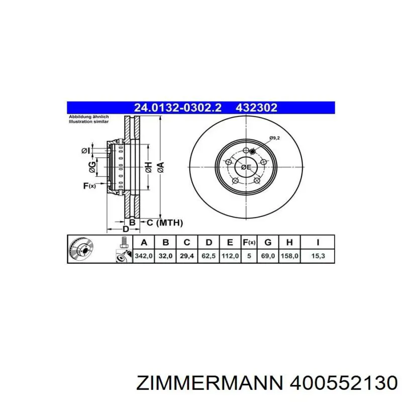 Тормоз дисковый передний Zimmermann 400552130 цена, от 159.72 USD