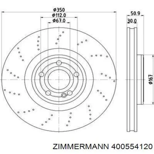 Тормоз дисковый передний Zimmermann 400554120 цена, от 82.67 USD
