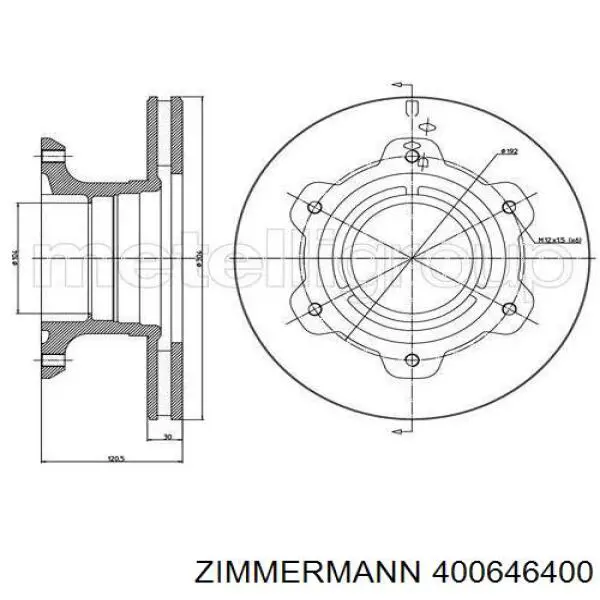 400646400 Zimmermann диск тормозной задний