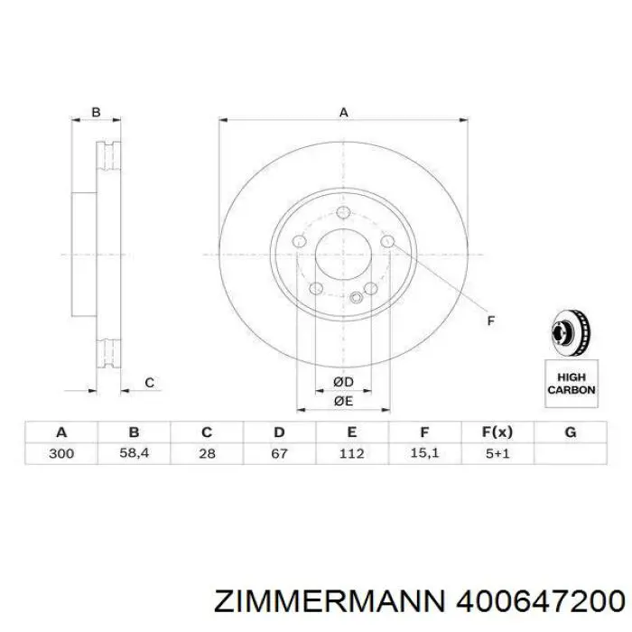 400647200 Zimmermann диск тормозной передний