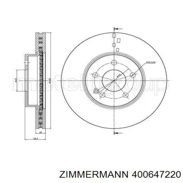 Передние тормозные диски 400647220 Zimmermann