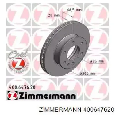 Передние тормозные диски 400647620 Zimmermann