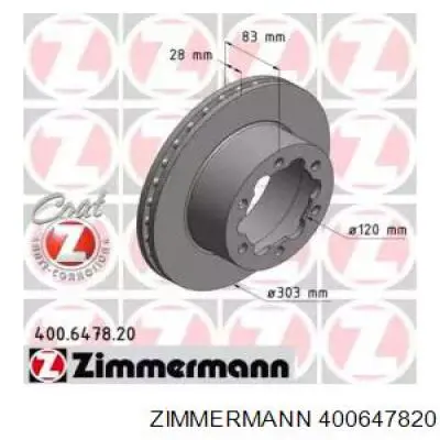 Купить 400647820 Zimmermann Диск тормозной задний