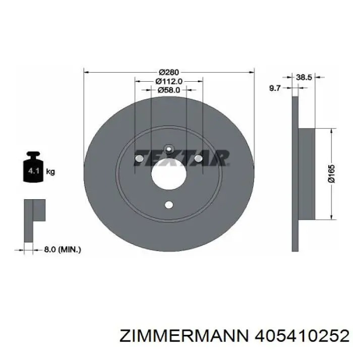 Тормоз дисковый передний Zimmermann 405410252 цена, от 30.33 USD