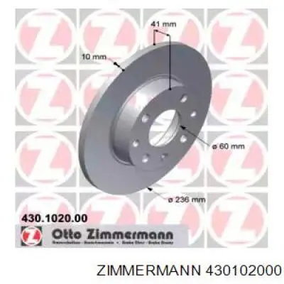 430102000 Zimmermann диск тормозной передний
