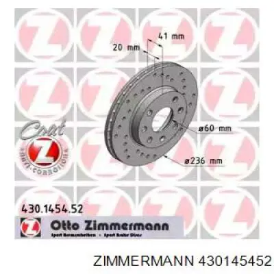 430145452 Zimmermann Диск тормозной передний