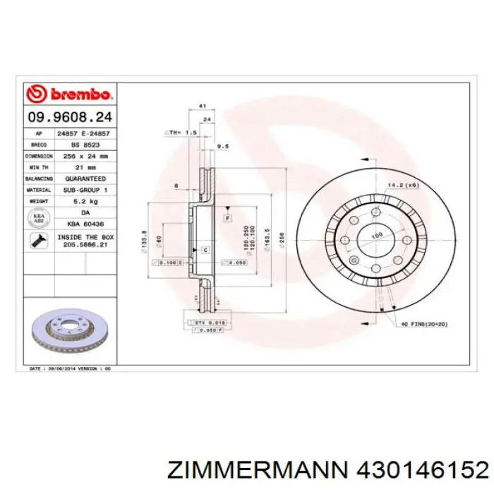 Тормоз дисковый передний Zimmermann 430146152 цена, от 30.89 USD