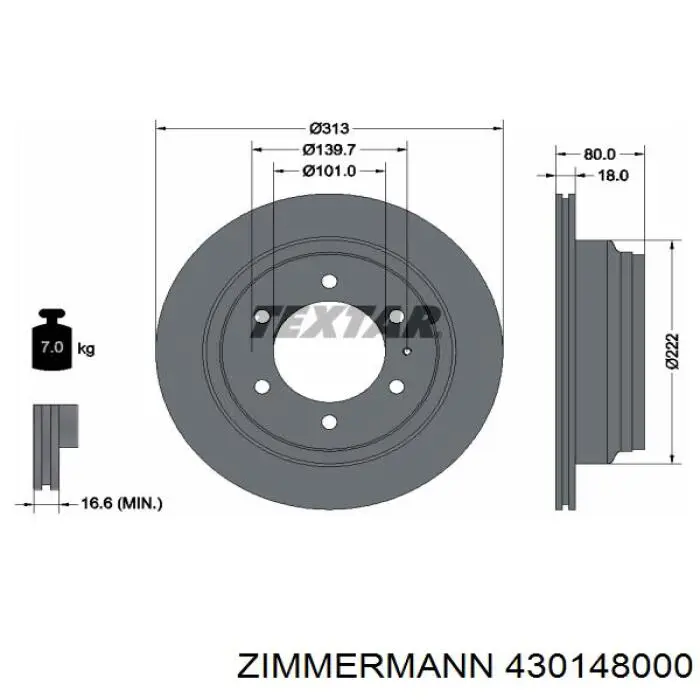 430148000 Zimmermann диск тормозной задний